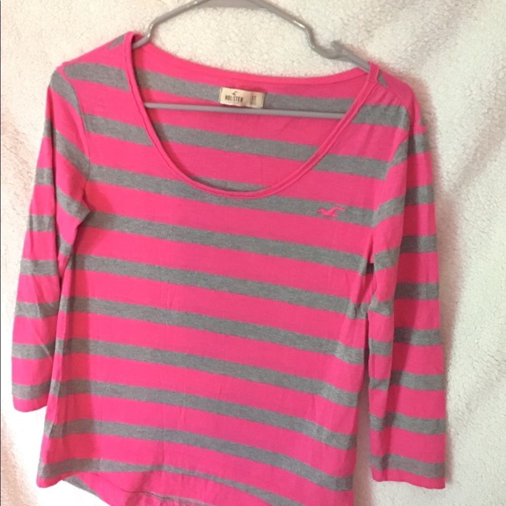 Hollister pink and gray  3/4 sleeve shirt Xs